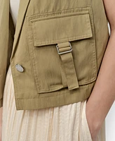Dkny Women's Twill Notched Collar Cargo Vest