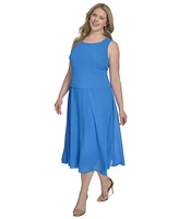 Jessica Howard Plus 2.Pc Jewel-Neck Midi Dress & Lace 3/4-Sleeve Jacket
