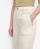 Dkny Women's Contrast-Stitch Denim Pants