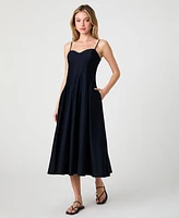 French Connection Women's Sateen Pleated Midi Dress