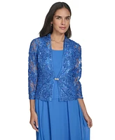 Jessica Howard Women's 2.Pc Jewel-Neck Midi Dress & Lace 3/4-Sleeve Jacket