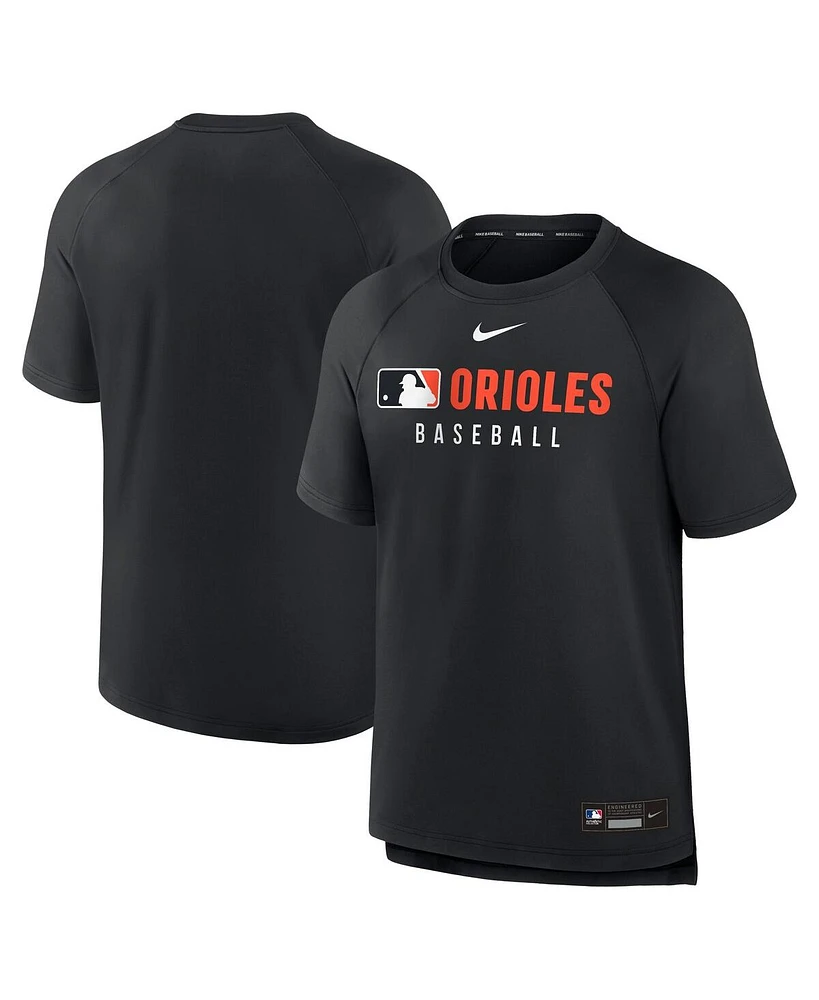 Nike Men's Black Baltimore Orioles Authentic Collection Pregame Raglan Performance T-Shirt