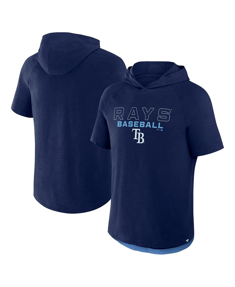 Fanatics Men's Navy Tampa Bay Rays Clubhouse Optimal Play Raglan Short Sleeve Pullover Hoodie