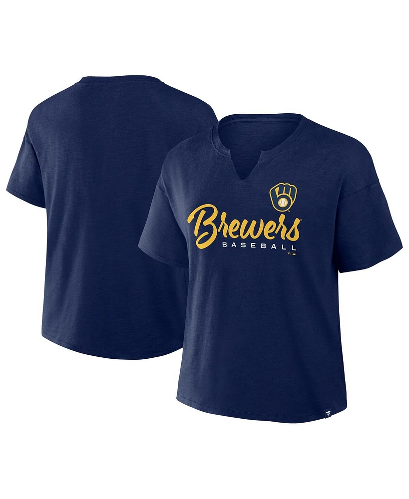 Fanatics Women's Navy Milwaukee Brewers Fan Fave Stadium Slub T-Shirt