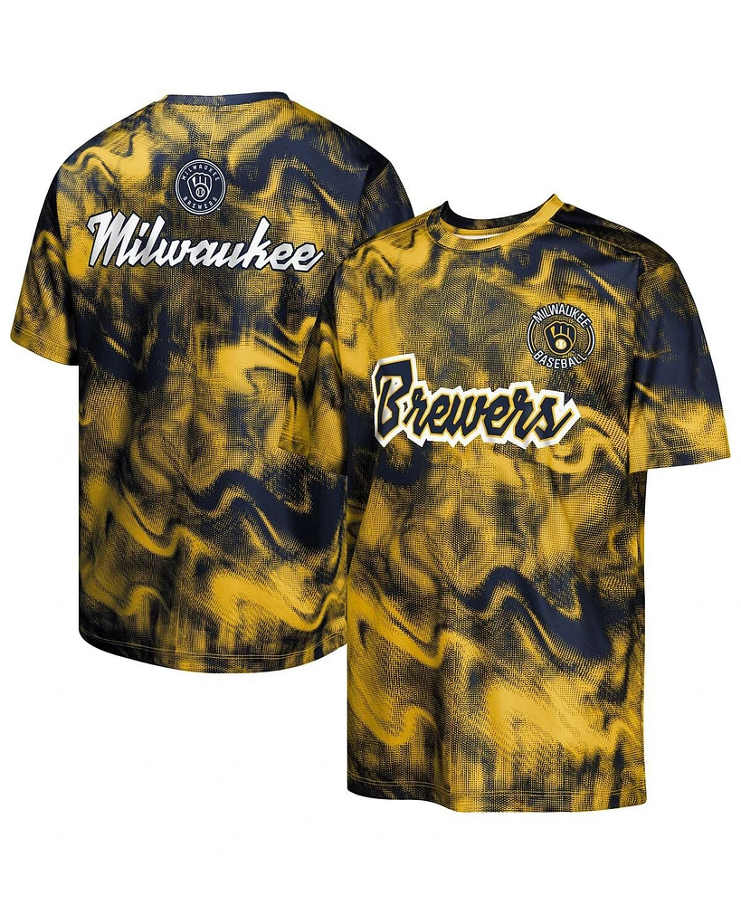 Outerstuff Big Boys and Girls Navy/Gold Milwaukee Brewers Pinch Hitter T-Shirt