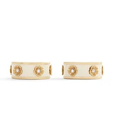 Coach Signature Faux Stone Tea Rose Enamel Huggie Hoop Earrings
