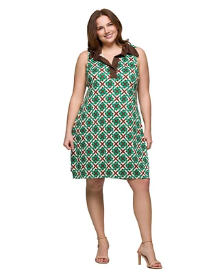 24seven Comfort Apparel Plus Sleeveless Collared Mini Dress