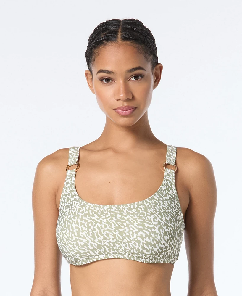Michael Kors Women's Printed Scoop-Neck Bikini Top