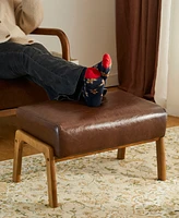 Glitzhome 2-Pc. Leatherette Mid-century Modern Accent Stool and Chair