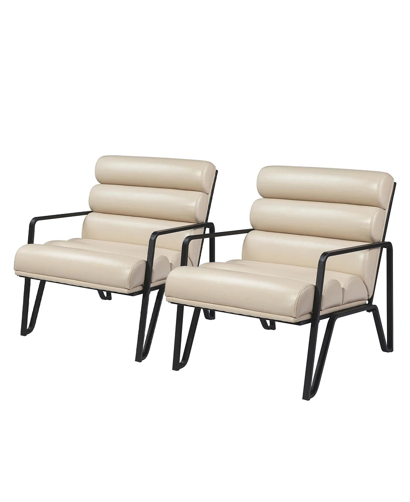 Glitzhome 2-Pc. Leatherette Modern Wavy Accent Chair