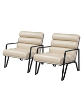 Glitzhome 2-Pc. Leatherette Modern Wavy Accent Chair