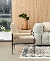 Glitzhome 34" Leatherette Mid-Century Modern and Fabric Combination Armchair
