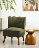 Glitzhome 32.75" Modern Hunter Upholstered Vertical Ripple Channel Tufted Accent Chair