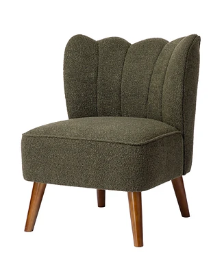 Glitzhome 32.75" Modern Hunter Upholstered Vertical Ripple Channel Tufted Accent Chair