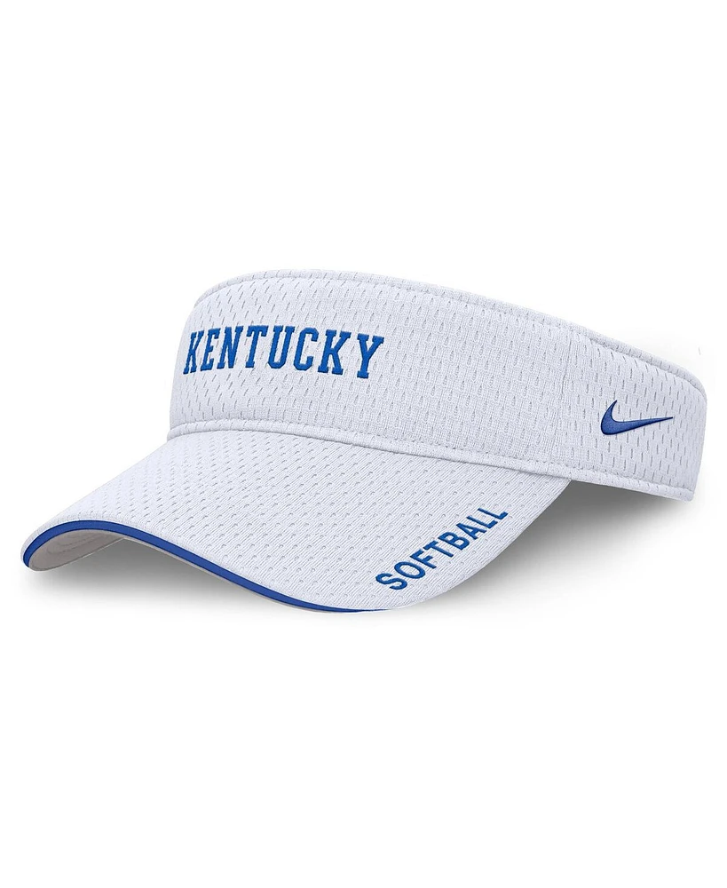 Nike Men's and Women's White Kentucky Wildcats 2025 Dugout Softball Ace Performance Adjustable Visor Hat