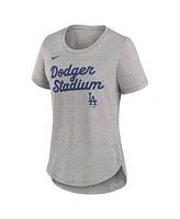Nike Women's Heather Gray Los Angeles Dodgers Script Tri-Blend T-Shirt