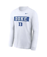 Nike Men's White Duke Blue Devils Two-Hit Classic Location Long Sleeve T-Shirt