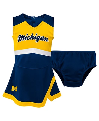 Outerstuff Girls Toddler 2-Piece Navy Michigan Wolverines Cheer Captain Dress and Bloomers Set
