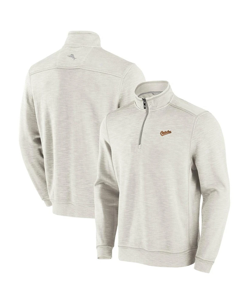 Tommy Bahama Men's Cream Baltimore Orioles Sport Tobago Bay Tri-Blend Half-Zip Sweatshirt