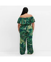 City Chic Plus Peta Palm Jumpsuit