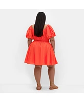 City Chic Plus Lillian Balloon Sleeve Dress