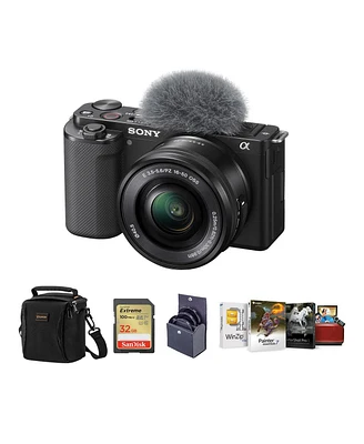 Sony Zv-E10 Mirrorless Camera with 16-50mm Lens, Black Bundle with Mac Photo Editing Software Suite, 32GB Sd Memory Card, Shoulder Bag, 40.5mm Filter