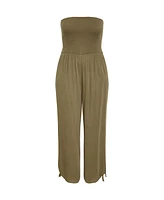 City Chic Plus Smocked Jumpsuit