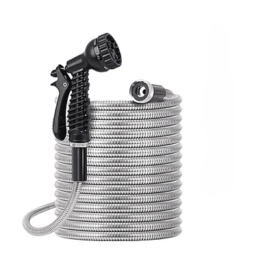 Garden Hose Stainless Steel Heavy Duty Water Hose No-Kink Rust Proof for Yard Outdoor