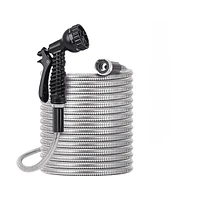 Garden Hose Stainless Steel Heavy Duty Water Hose No-Kink Rust Proof for Yard Outdoor