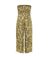 City Chic Plus Smocked Print Jumpsuit