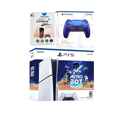 Sony PlayStation 5 Slim Disc PS5 Astro Bot Bundle with Extra Controller and MightySkins Voucher