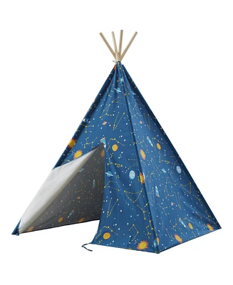 Wonder&Wise 10101162 Glow in the Dark Starry Sky Indoor Childrens Kids Toddler Foldable Canvas Play Teepee Tent House Toy for Ages 3 and Up