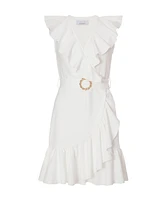 Quiz Women's Scuba Crepe Frill Detail Wrap Dress