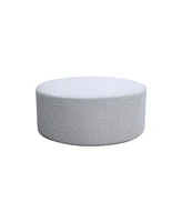 Versatile Round Boucle Table: Ottoman, Seat, End/Side Table