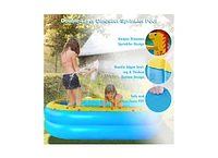 Inflatable Dinosaur Pool kid pool Kiddie Pool Indoor Outdoor Kids Swimming for Ages 2+ 67"x 41"x 32" Blue