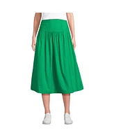 Lands' End Petite Poplin Drop Waist Midi Skirt - Set Bottom