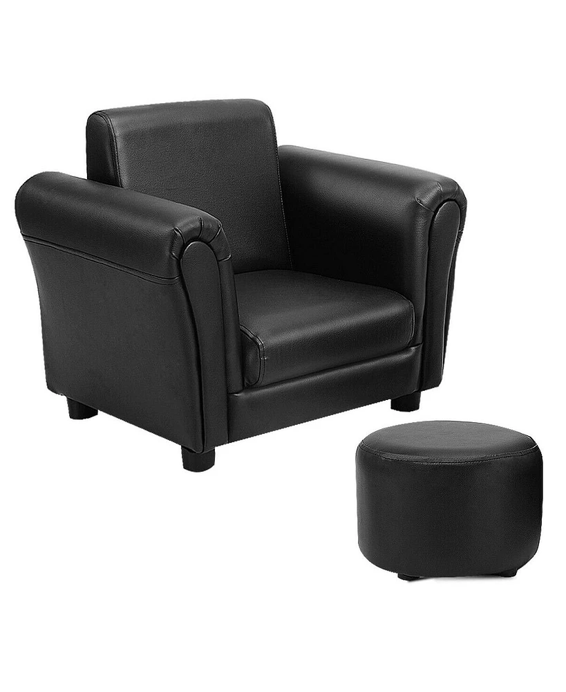 Kids Single Armrest Couch Sofa with Ottoman