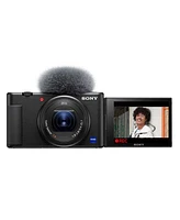 Sony Zv-1 Compact 4K Hd Digital Camera, Black Bundle with ACCVC1 Vlogger Accessory Kit, Mac Software Pack, Shoulder Bag, Screen Protector, Cleaning Ki