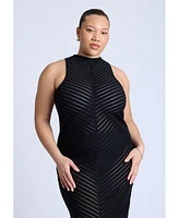 Eloquii Plus Cheveron Midi Dress