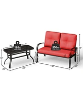 Gymax 2PCS Patio Loveseat & Table Set Cushioned Outdoor Furniture Set Yard Garden