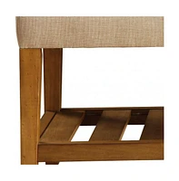 Tufted Fabric Upholstered Storage Bench with Shelves for Entryway or Bedroom