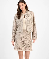 I.n.c. International Concepts Women's Collared Crochet Sweater Jacket, Exclusively at Macy's