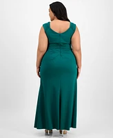 Alex Evenings Plus Ruched Ruffled Gown