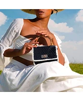 Airmail Mini Crochet Handbag In Black & White