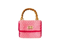 Airmail Mini Crochet Handbag In Pink & Red