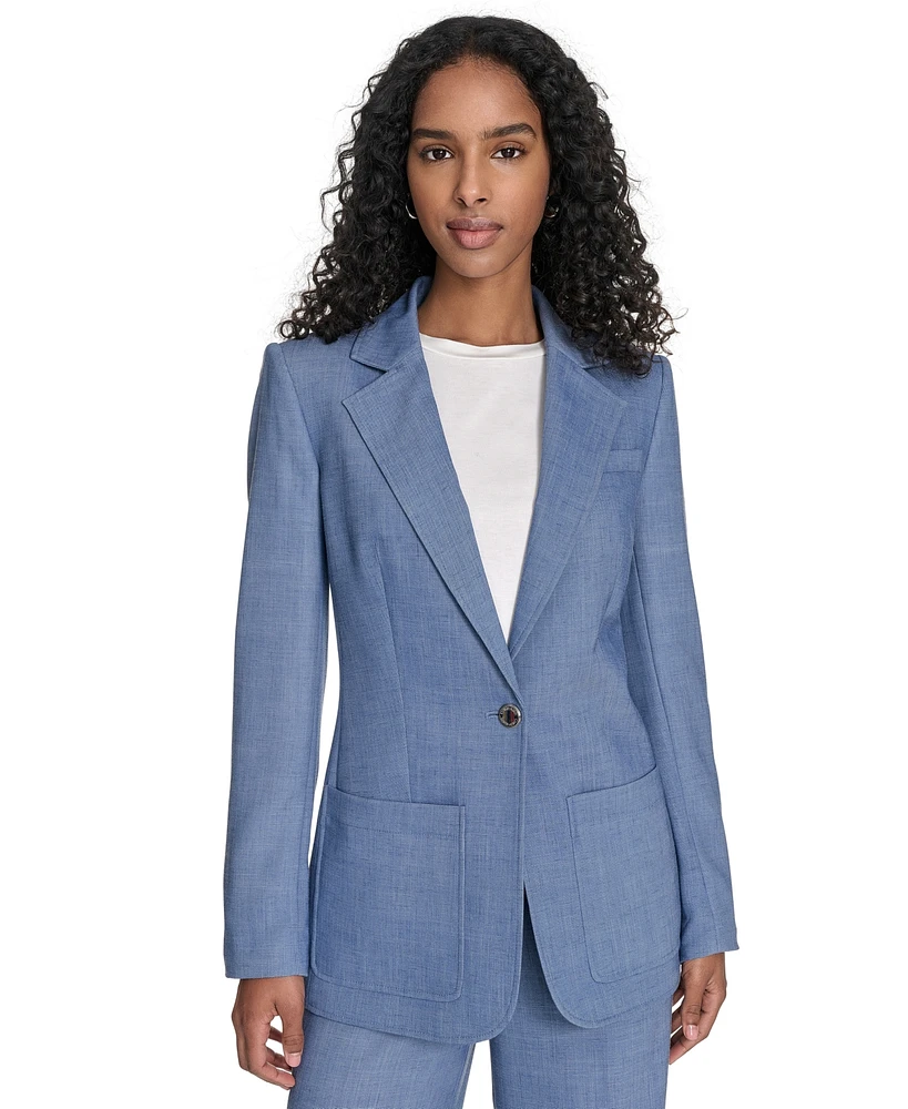 Calvin Klein Women's Faux-Denim One-Button Blazer
