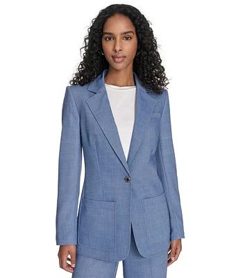 Calvin Klein Women's Faux-Denim One-Button Blazer