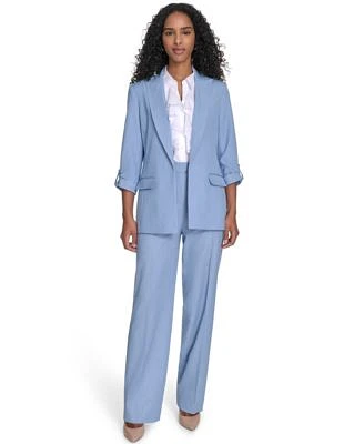 Calvin Klein Womens Faux Denim Roll Sleeve Jacket Wide Leg Pants