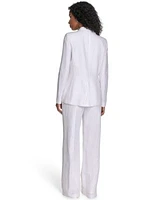 Calvin Klein Womens Pinstriped One Button Blazer Belted Pants