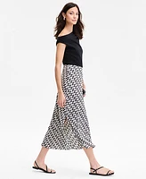 I.n.c. International Concepts Women's Printed Pull-On Midi Skirt, Exclusively at Macy's
